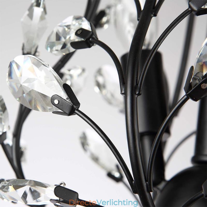 Zwarte Retro Kroonluchter Kristallen Plafondlamp