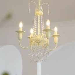 Nordic Kristallen Kroonluchter Verf Craft Crème Plafondlamp