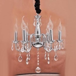 6-lichts kristallen hanglamp in kaarsvorm