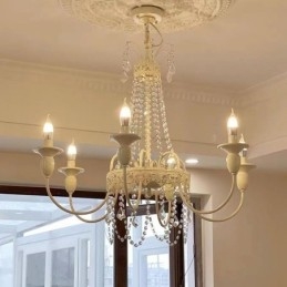 Nordic Kristallen Kroonluchter Verf Craft Crème Plafondlamp