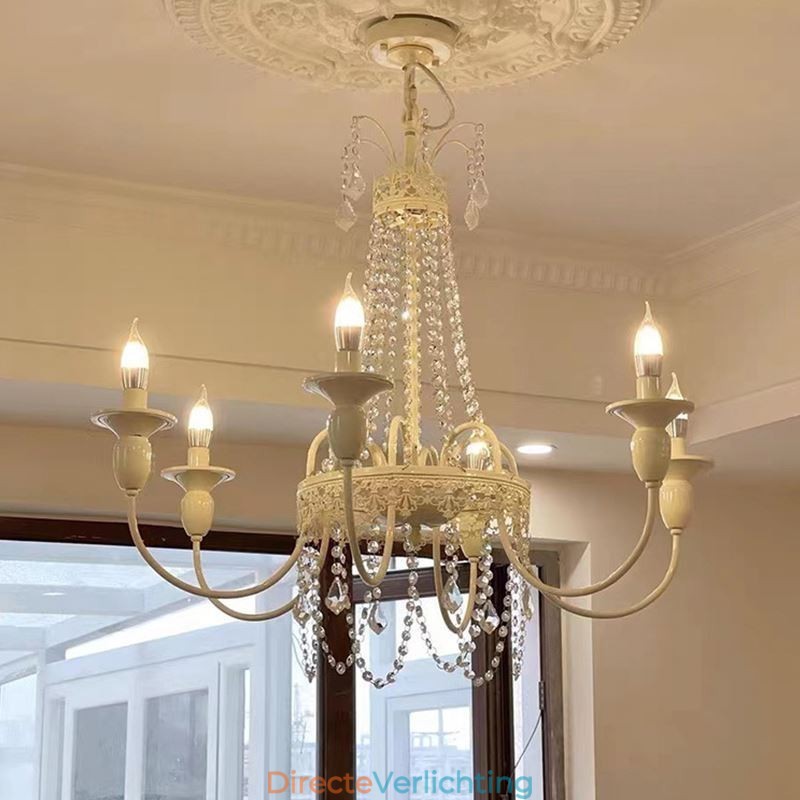 Nordic Kristallen Kroonluchter Verf Craft Crème Plafondlamp