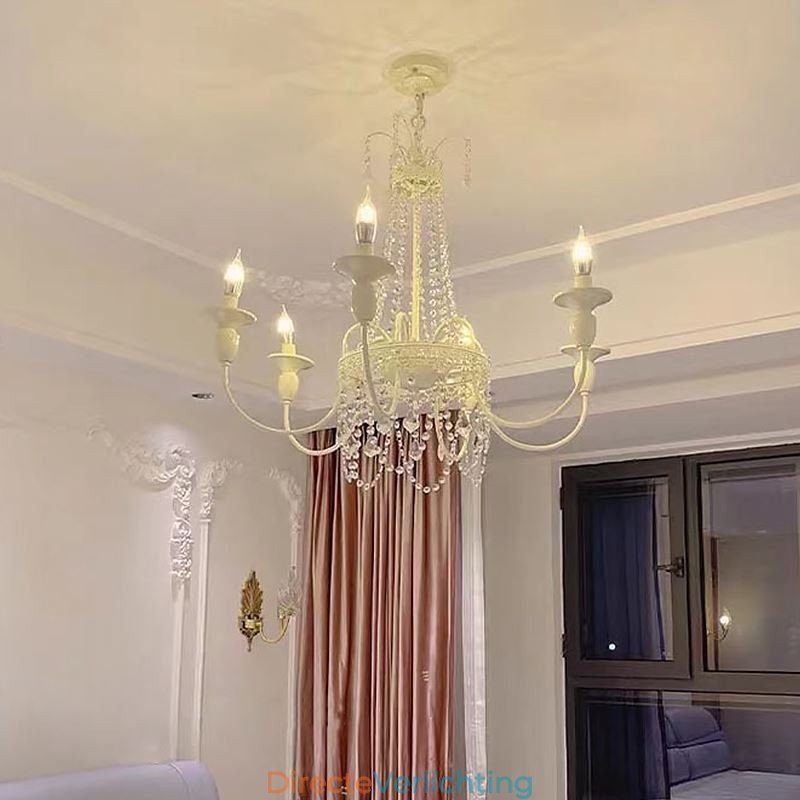 Nordic Kristallen Kroonluchter Verf Craft Crème Plafondlamp