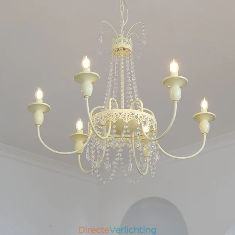 Nordic Kristallen Kroonluchter Verf Craft Crème Plafondlamp