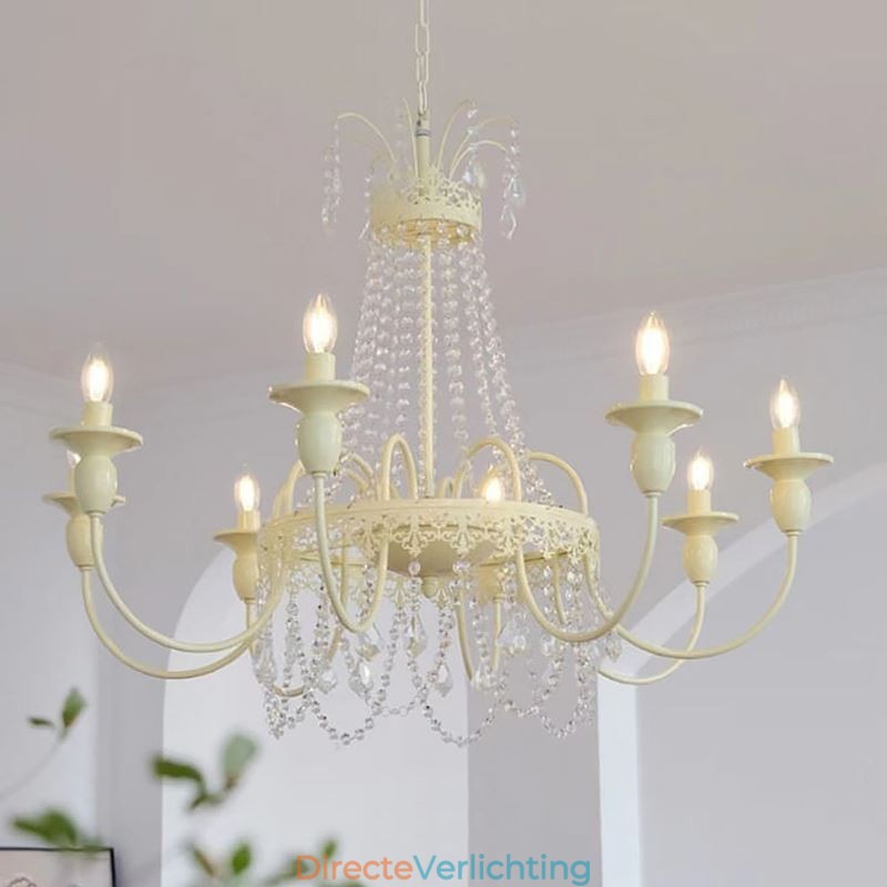 Nordic Kristallen Kroonluchter Verf Craft Crème Plafondlamp