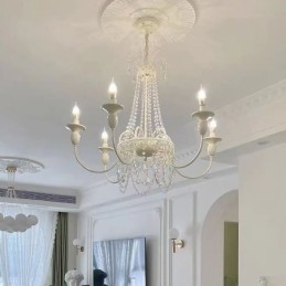 Nordic Kristallen Kroonluchter Verf Craft Crème Plafondlamp