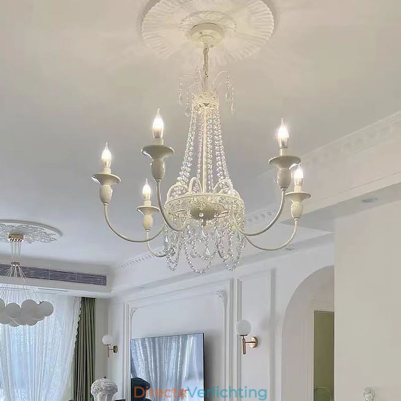Nordic Kristallen Kroonluchter Verf Craft Crème Plafondlamp