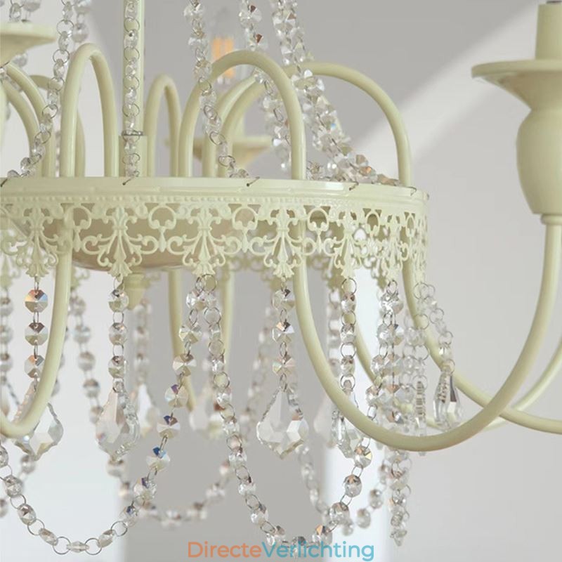 Nordic Kristallen Kroonluchter Verf Craft Crème Plafondlamp