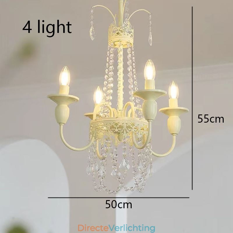 Nordic Kristallen Kroonluchter Verf Craft Crème Plafondlamp