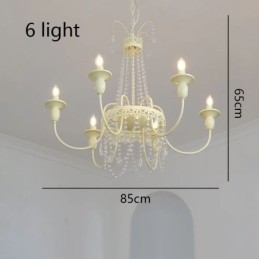 Nordic Kristallen Kroonluchter Verf Craft Crème Plafondlamp