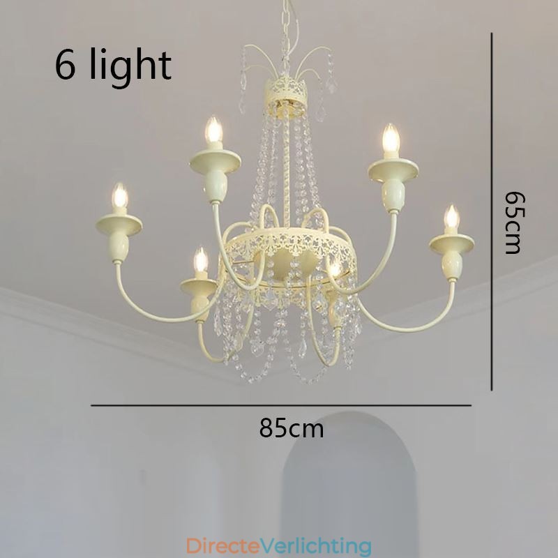 Nordic Kristallen Kroonluchter Verf Craft Crème Plafondlamp