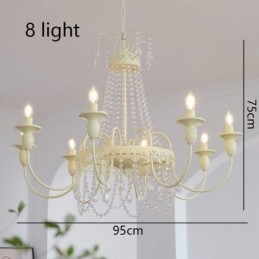 Nordic Kristallen Kroonluchter Verf Craft Crème Plafondlamp