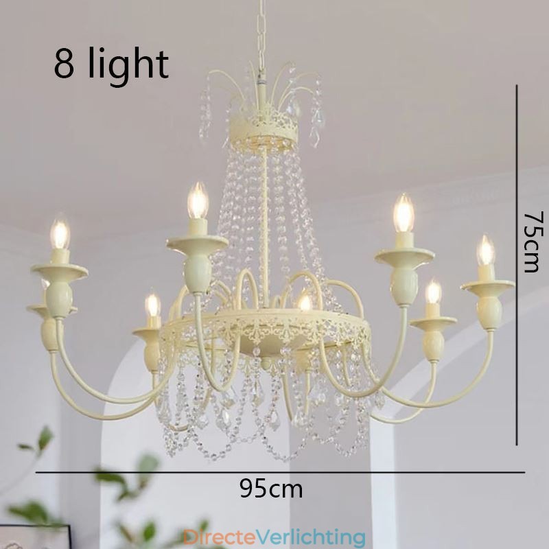 Nordic Kristallen Kroonluchter Verf Craft Crème Plafondlamp