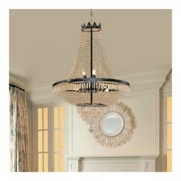 Klassieke kristallen kroonluchter zwarte Empire-stijl hanglamp 9 lampen