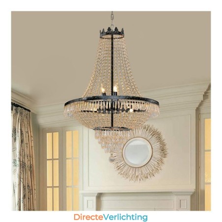 Klassieke kristallen kroonluchter zwarte Empire-stijl hanglamp 9 lampen Klassieke kristallen kroonluchter zwarte Empire-stijl hanglamp 9 lampen