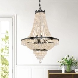 Klassieke kristallen kroonluchter zwarte Empire-stijl hanglamp 9 lampen