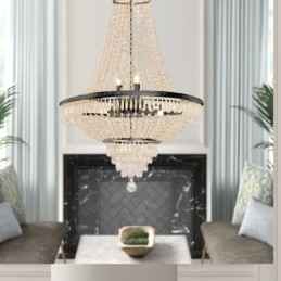 Klassieke kristallen kroonluchter zwarte Empire-stijl hanglamp 9 lampen