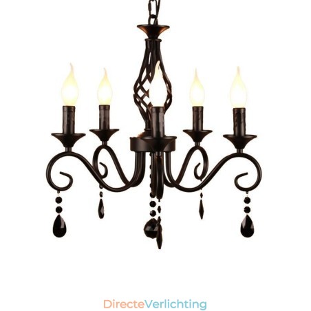 Rustieke smeedijzeren kroonluchter met 5 lampen Rustieke smeedijzeren kroonluchter met 5 lampen