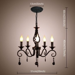 Rustieke smeedijzeren kroonluchter met 5 lampen