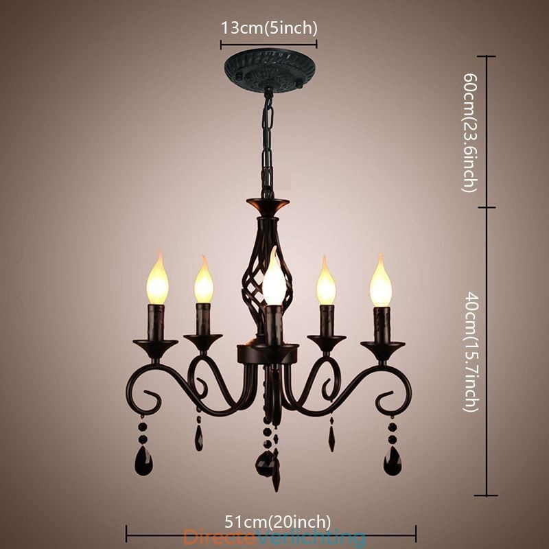 Rustieke smeedijzeren kroonluchter met 5 lampen