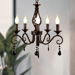 Rustieke smeedijzeren kroonluchter met 5 lampen