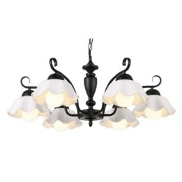 Nordic Iron Hanglamp Bloemvormige Glazen Lampenkap Kroonluchter