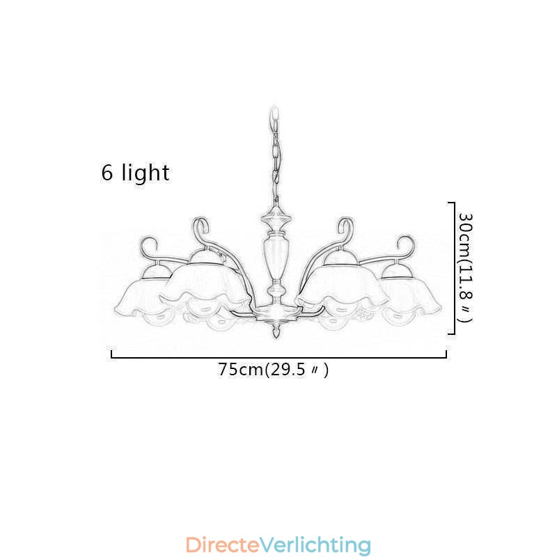 Nordic Iron Hanglamp Bloemvormige Glazen Lampenkap Kroonluchter