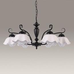 Nordic Iron Hanglamp Bloemvormige Glazen Lampenkap Kroonluchter