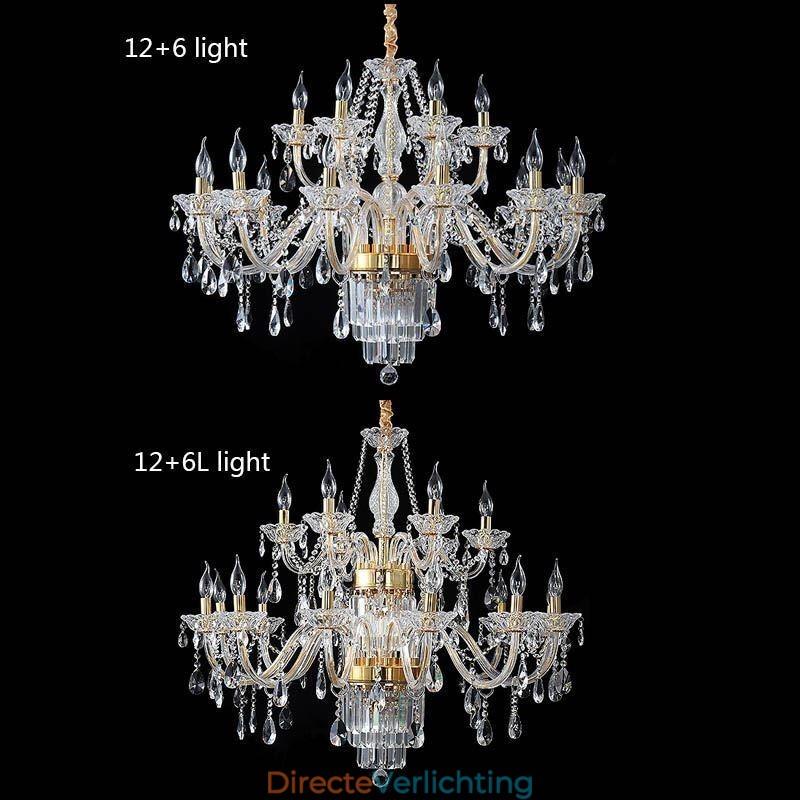 Grote kristallen kroonluchter Europese klassieke hanglamp