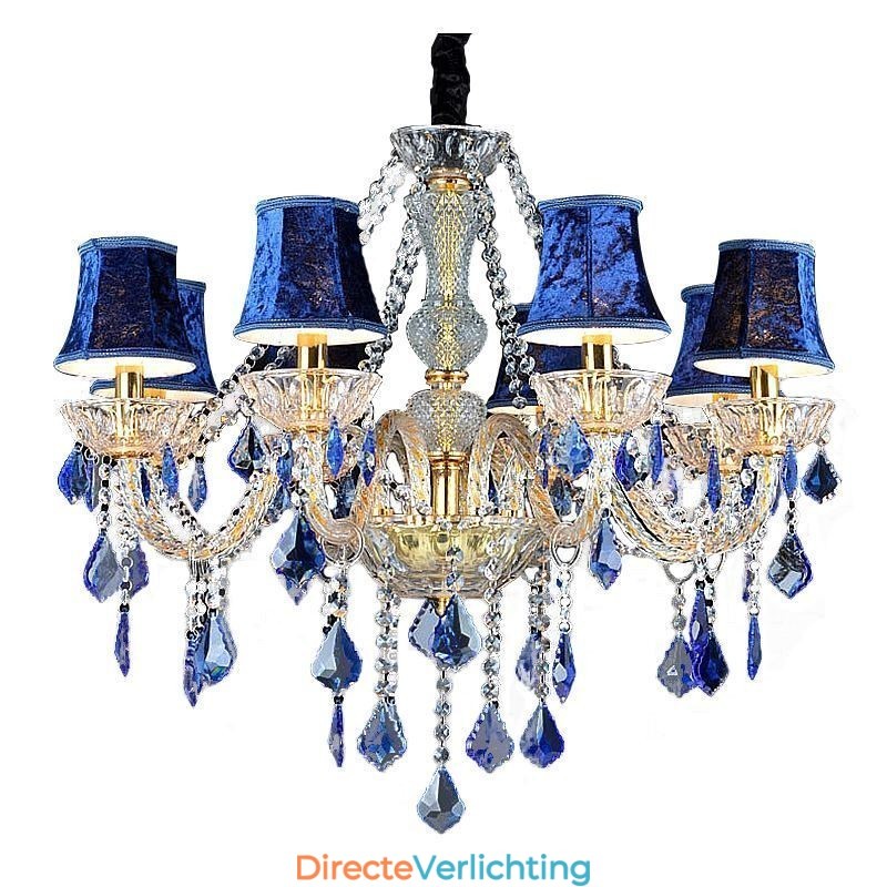 Europese Kristallen Kroonluchter Luxe Hanglamp Blauwe Hanglamp