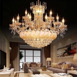 Grote luxe kristallen kroonluchter Europese gouden plafondlamp