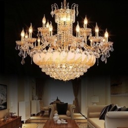 Grote luxe kristallen kroonluchter Europese gouden plafondlamp