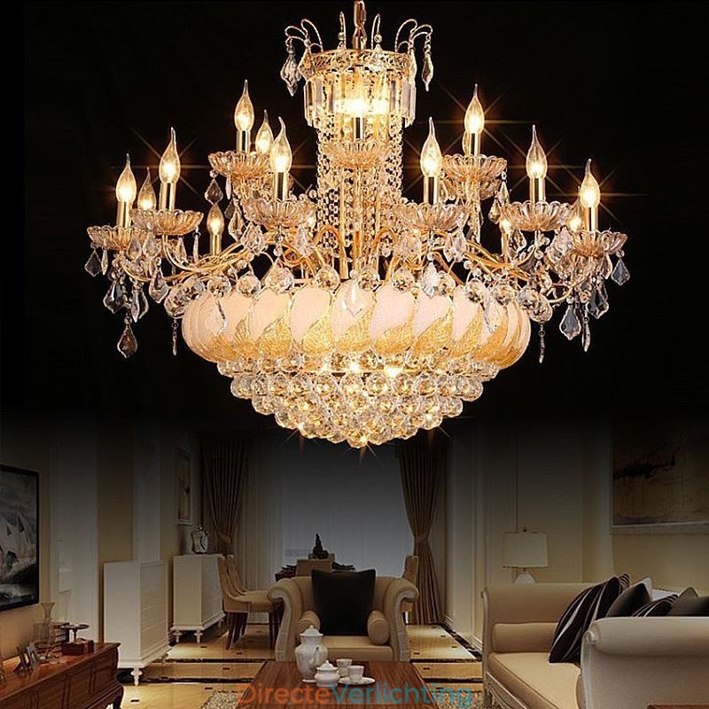 Grote luxe kristallen kroonluchter Europese gouden plafondlamp