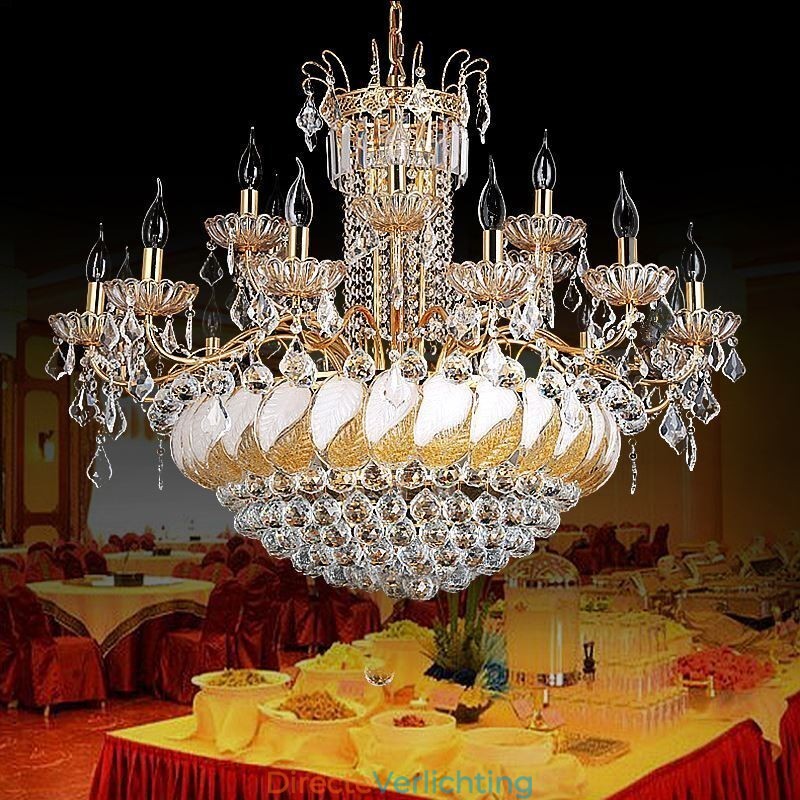 Grote luxe kristallen kroonluchter Europese gouden plafondlamp