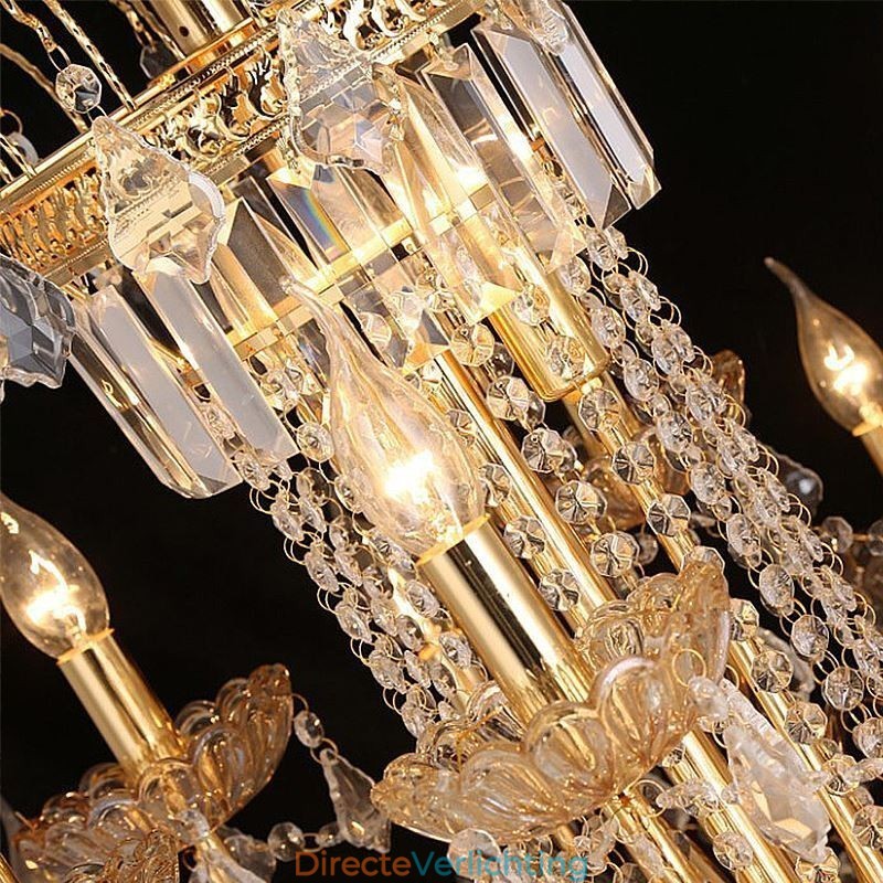 Grote luxe kristallen kroonluchter Europese gouden plafondlamp