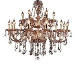 Europese kristallen kroonluchter elegante grote hanglamp amber