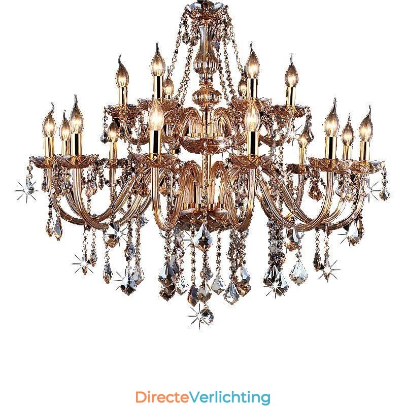 Europese kristallen kroonluchter elegante grote hanglamp amber
