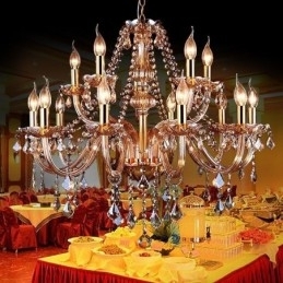 Europese kristallen kroonluchter elegante grote hanglamp amber