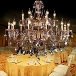 Europese kristallen kroonluchter elegante grote hanglamp amber