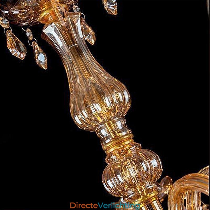 Europese kristallen kroonluchter elegante grote hanglamp amber