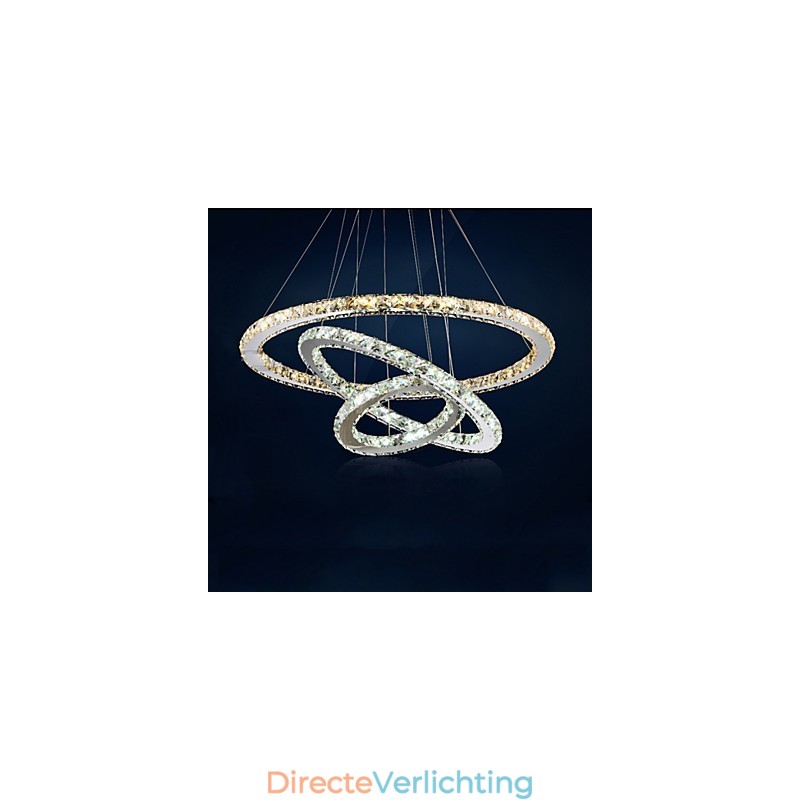 Hanglampen Amber en Helder K9 Kristallen Kroonluchter Verlichting met 3 Ringen