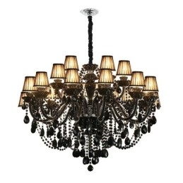 Luxe Europese stijl kristallen kroonluchter zwarte hanglamp