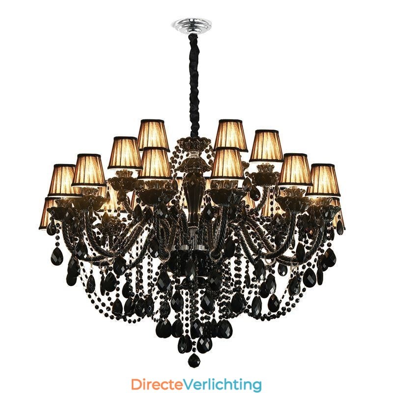 Luxe Europese stijl kristallen kroonluchter zwarte hanglamp