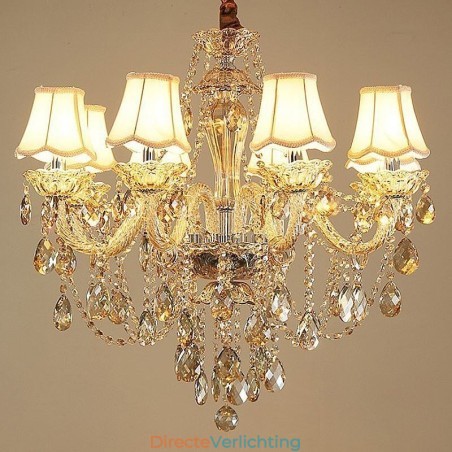 Kristallen kroonluchter Cognac plafondlamp Luxe Europees Kristallen kroonluchter Cognac plafondlamp Luxe Europees