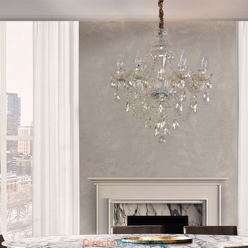 Kristallen kroonluchter Cognac plafondlamp Luxe Europees