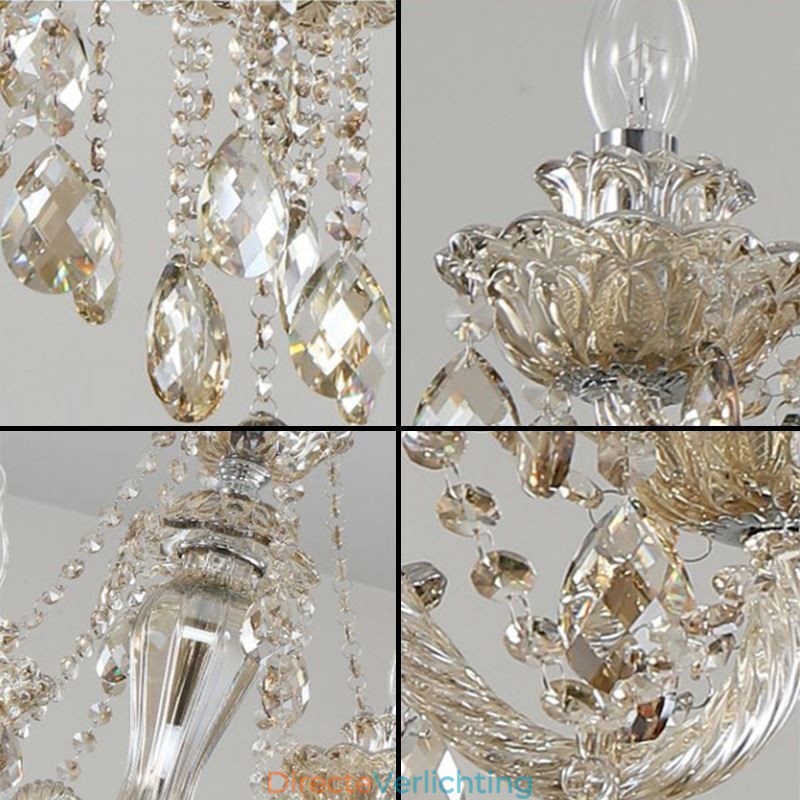 Kristallen kroonluchter Cognac plafondlamp Luxe Europees