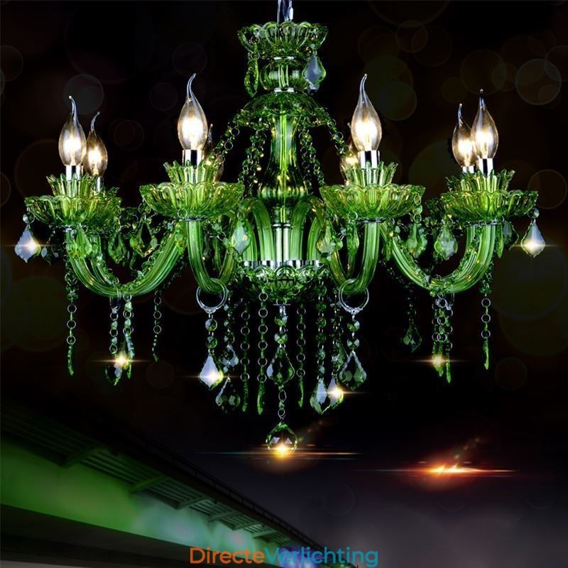 Europese stijl kristal groene kroonluchter kaars hanglamp