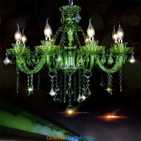 Europese stijl kristal groene kroonluchter kaars hanglamp Europese stijl kristal groene kroonluchter kaars hanglamp