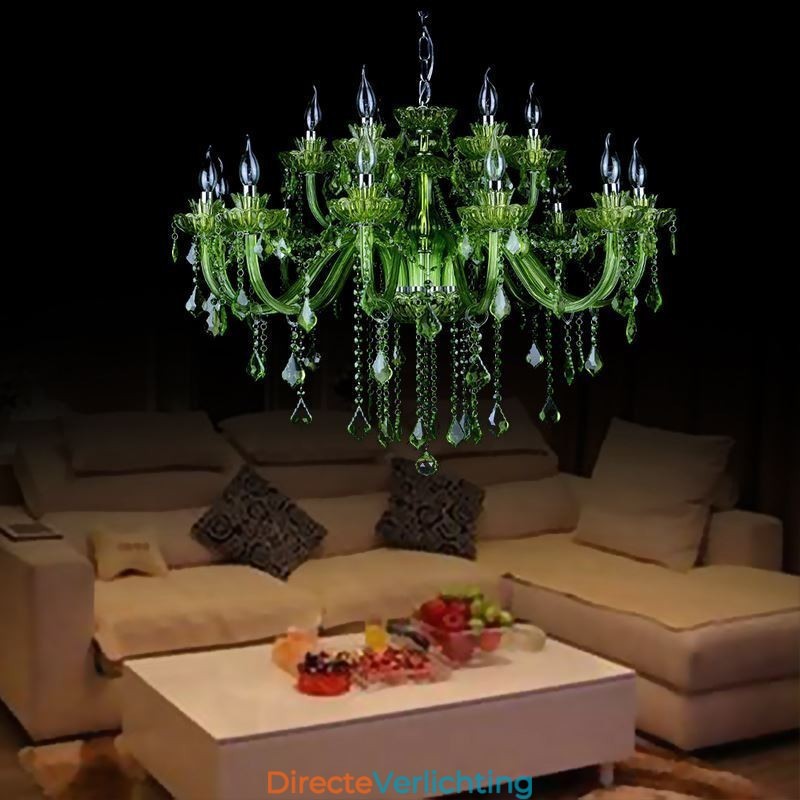 Europese stijl kristal groene kroonluchter kaars hanglamp