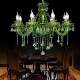 Europese stijl kristal groene kroonluchter kaars hanglamp