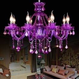 Elegante paarse kristallen plafondlamp Europese kroonluchter